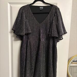 Black sparking dress with flutter sleeves